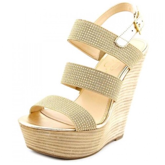 jessica simpson gold wedges